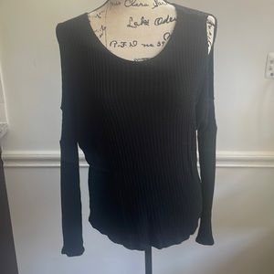 Cold shoulder long sleeved black shirt